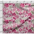 thumbnail image 2 of Soimoi Leaves Print,Cotton Poplin, Sewing Fabric Sold by The Yard 42 Inch Wide,Sewing Craft Quilting/Quilt Making Fabric, Pink&White, 2 of 5