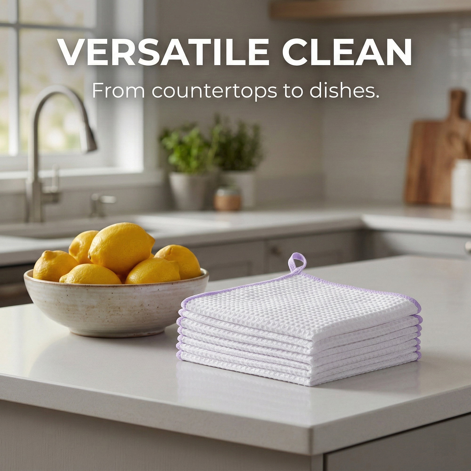 Unique Bargains Wood Fiber Kitchen Cleaning Dish Cloth 6 Pack Purple 12" x 12"