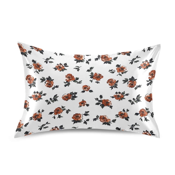 Ryvnso Satin Pillowcase Flower Rose Pillow Cases Standard Size 26x20in