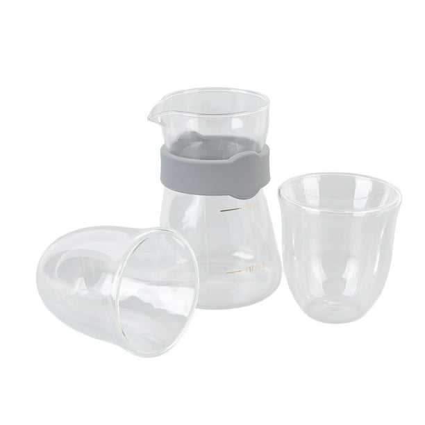Juego De Tazas De Café De Vidrio, Juego De Vidrio Transparente Portátil Fácil De Verter Con Báscula Para Oficina