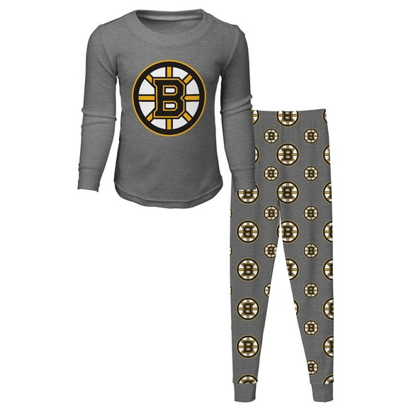 Outerstuff Jeunesse Boston Bruins T-Shirt à Manches Longues et Pantalon Ensemble de Sommeil - Gris
