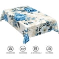 thumbnail image 6 of 60x84inches Blue Floral Rectangle Tablecloth Watercolor Rose Flowers Leaf Print Decorative Table Cover Waterproof Spill Proof Fabric Table Cloth for Kitchen Dining Room Patio Home Decor, 6 of 7