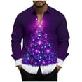 thumbnail image 5 of Fznquz Collared Big and Tall Button Up Shirt Men Long Sleeve Purple Christmas Shirt Winter Xmas Print Men Fashion, 5 of 8