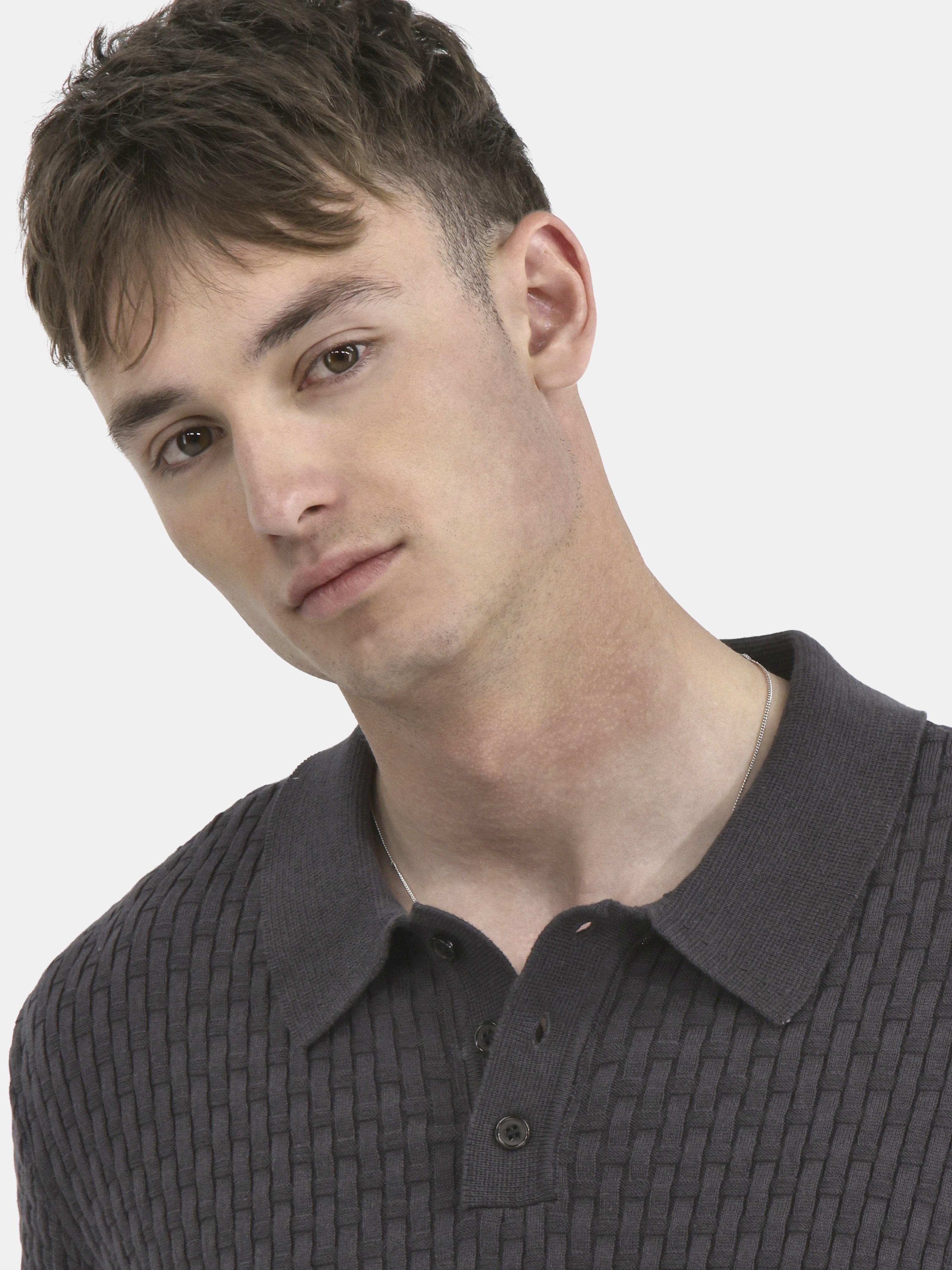 No Boundaries Basket Stich Polo Sweater, Men's and Big Men's
