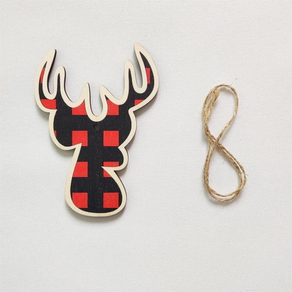Christmas Christmas Buffalo Check Plaid Wooden Ornaments Hanging Christmas Tree Decorations,Christmas Hanging Decor for Home Xmas Party Supplies