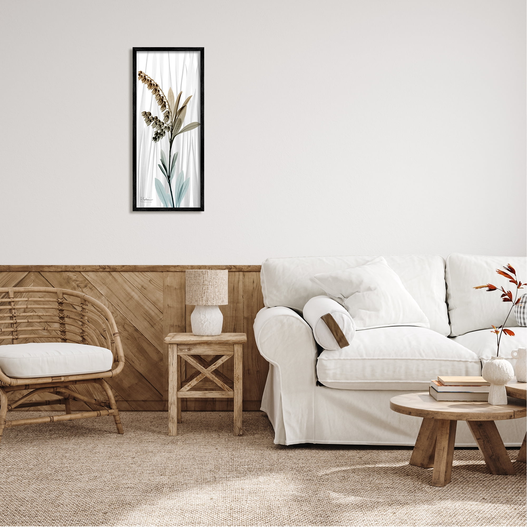 Stupell Industries Modern Snowdrops Flower Botanical & Floral Painting Black Framed Art Print Wall Art, 13 x 30