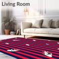thumbnail image 2 of ODIKA 2'x3' Machine Washable Non-Slip Area Rug, Energetic Striped Featuring Artistic Soccer Cleats and Motifs High Traffic Rug with Pad, Red, 675689, 2 of 8