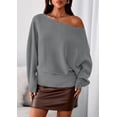 thumbnail image 3 of PRETTYGARDEN Women Off The Shoulder Sweater Fall Trendy Long Batwing Sleeve Knit Pullover Going Out Tops Winter Clothing, 3 of 9