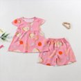 thumbnail image 2 of KPOPLK Toddler Girl Clothes Summer Kids Cute Print Outfits Ruffle Tee Tops Shorts 2-Piece Set 6 Months - 14 Years Size 2-3 Years,Light Pink, 2 of 4