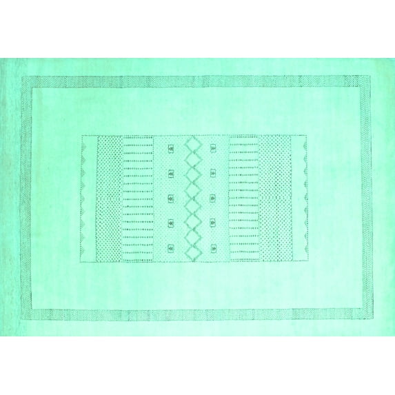 Ahgly Company Machine Washable Indoor Rectangle Solid Turquoise Blue Modern Area Rugs, 2' x 3'