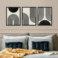thumbnail image 2 of PixonSign Framed Canvas Print Wall Art Set - Mid-Century Black & White Polygons & Shapes Art - Set of 3 Abstract Geometric Modern Art Minimalism Rustic Wall Décor - 12"x16"x3 Panels Black, 2 of 5
