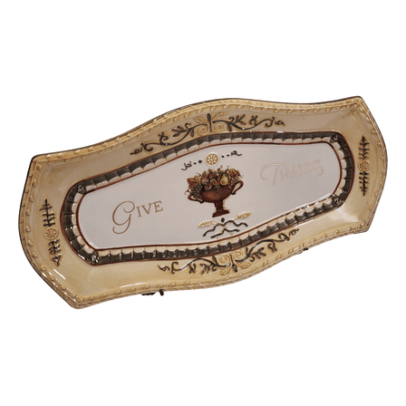 Ornate Ceramic Cheese Tray Serving Platter 14" Grasslands Road Heritage