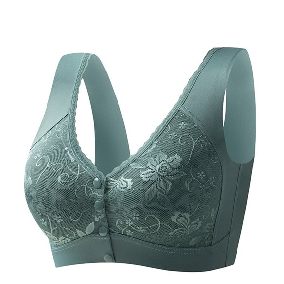TopLLC Bras for Women Everyday Bras Woman Oversized Wireless Bra Glossy Push Up Front Button Underwear Bra