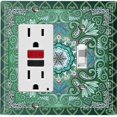 thumbnail image 1 of Metal Light Switch Plate Cover Elegant Green Mandala Flower Tile Pattern TIL063, 1 of 13