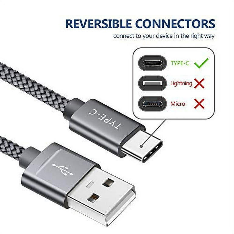 iSeekerKit Cable USB tipo C, cable corto USB C trenzado de 1 pie de carga  rápida compatible con Samsung Galaxy S8 Plus, LG G6 G5, Google Pixel XL