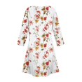 thumbnail image 6 of WTOBBY Women's Fashionable V-Neck Button Front 3/4 Sleeve Floral Dress, Functional Sundress with Cuff Detail and Pockets for Practicality,Red 2XL, 6 of 6