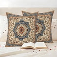 thumbnail image 3 of Vintage Floral Pillow Covers 2 Pack Navy Brown Classical Ethnic Bohemian Pillowcase Waterproof Outdoor Throw Pillow Cover for Patio Garden Square Cushion 26”x26”, 3 of 9