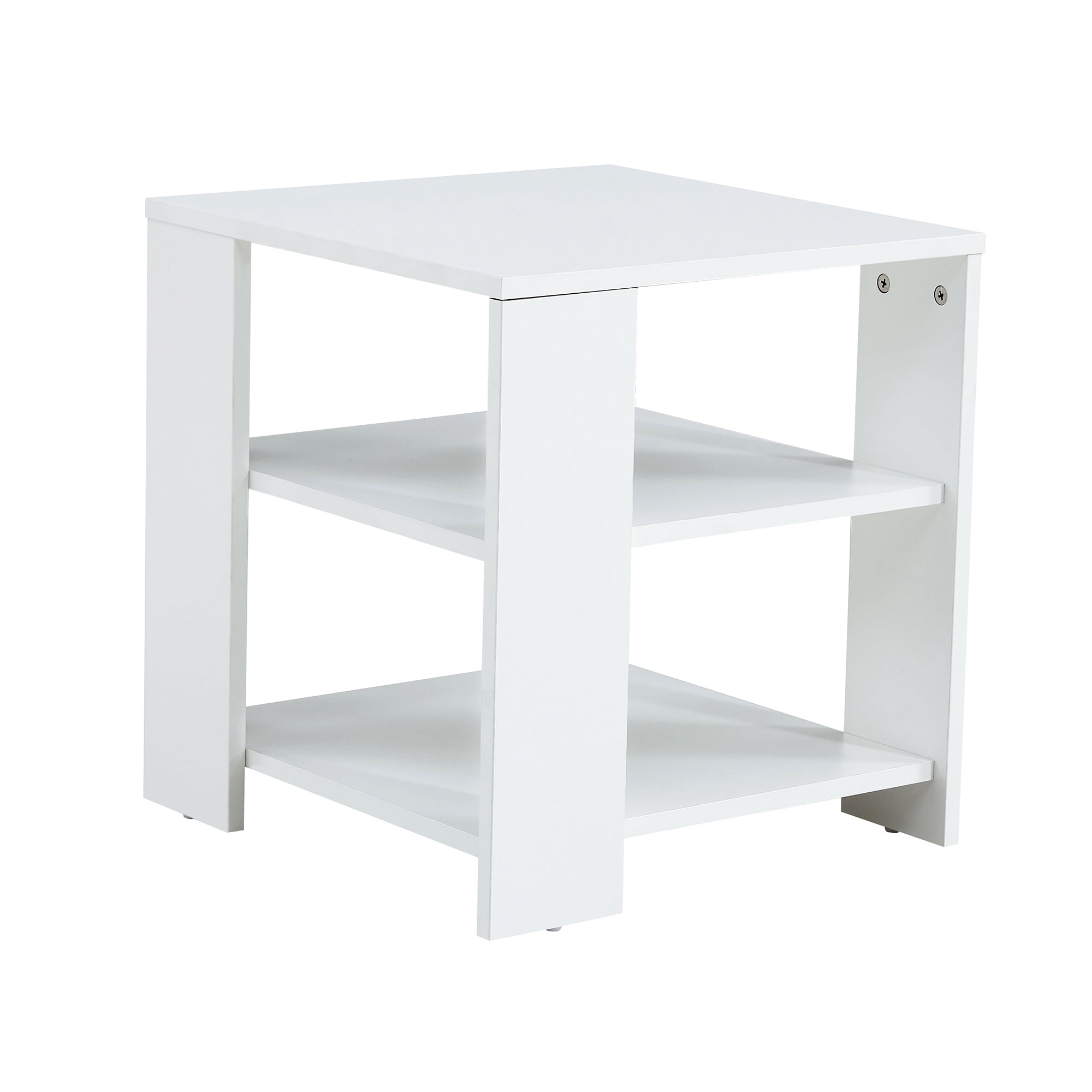 Kadyn End Table, Square Side Table Modern Night Stand with 2-Tier Storage Shelf, Living Room Small Coffee Table, Wood Finish Bedside Table for Bedroom, White Kadyn End Table, Square Side Table Modern Night Stand with 2-Tier Storage Shelf, Living Room Small Coffee Table, Wood Finish Bedside Table for Bedroom, White