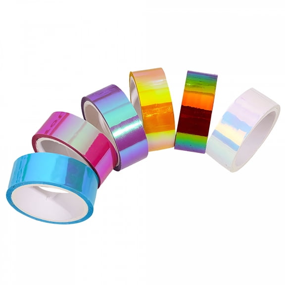 LAMIRO Holographic Colored Masking Tape Set,Rainbow Translucent Labelling Tapes Decorative Waterproof Adhesive Iridescent Tape for Arts DIY Office Supplies