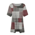 thumbnail image 2 of TQWQT Plus Size T Shirts for Women Loose Fit Cute Tees Crewneck Short Sleeve Floral Graphic T-Shirt 4x-5x Tunics Blouses Red 5XL, 2 of 4