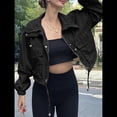 thumbnail image 4 of Chaqueta Corta para Mujer, Anorak Utilitario Extragrande con Cremallera y Bolsillos Negro M, 4 of 8