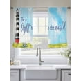 thumbnail image 5 of Summer Oil Painting Theme Sheer Curtains 45 Inch Long 2 Panels, Watercolor Ocean Lighthouse Light Filtering Rod Pocket Semi Sheer Curtains, Sheer Voile Drapes for Living Room Bedroom, 52"x45", 5 of 5