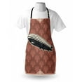 thumbnail image 3 of Retro Poster Apron Vintage Damask Motif Featured Backdrop with Zeppelin Modern Mix Art Graphic, Unisex Kitchen Bib Apron with Adjustable Neck for Cooking Baking Gardening, Coral Black, by Ambesonne, 3 of 3