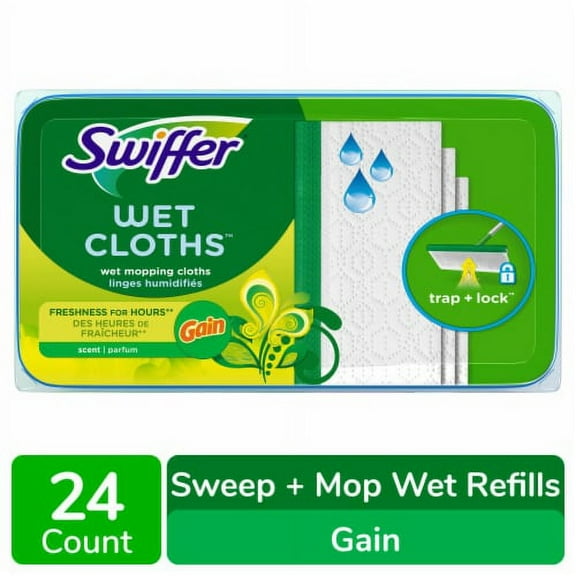 Swiffer Sweeper Gain Scent Wet Mopping Cloth Multi Surface Refills - 24 ct