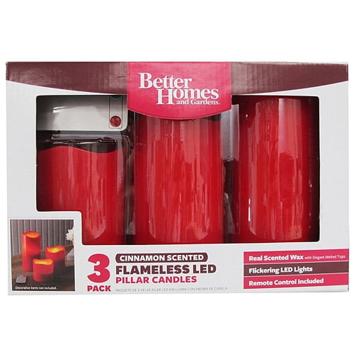Better Homes and Gardens LED Pillar Candles with Remote, 3Pack