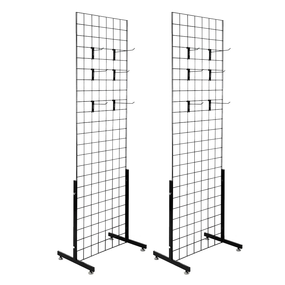 Lowestbest Grid Panel, Grid Wall, 2pcs 5mm Iron Mesh Frame with Base