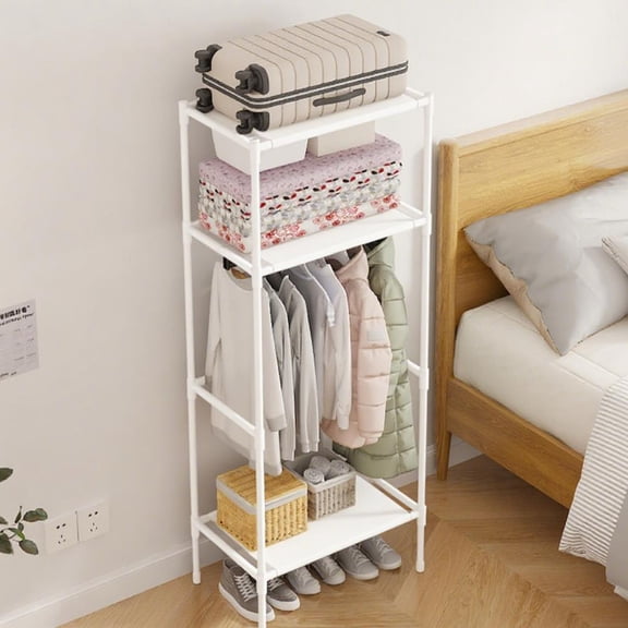 Outoloxit Freestanding Coat Rack Hall Tree with 2 Storage Shelves Corner Organizer for Entryway Bedroom Closet