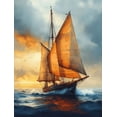 thumbnail image 1 of Qisvanset 12x16 Inch 2D Flat Framed Canvas Art, Sailboat Nautical Beach Coastal Kid Nursery Home Wall Art Decor, 1 of 5