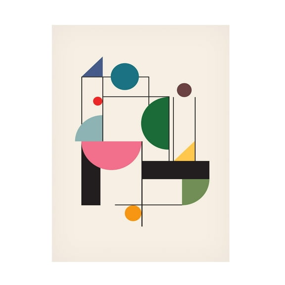 Canvas Wall Art - Tom Quartermaine 'Modern Colorful Bauhaus Abstract' Wall Art for Living Room, Bedroom, or Office Décor by Trademark Fine Art - 14 x 19 Inches