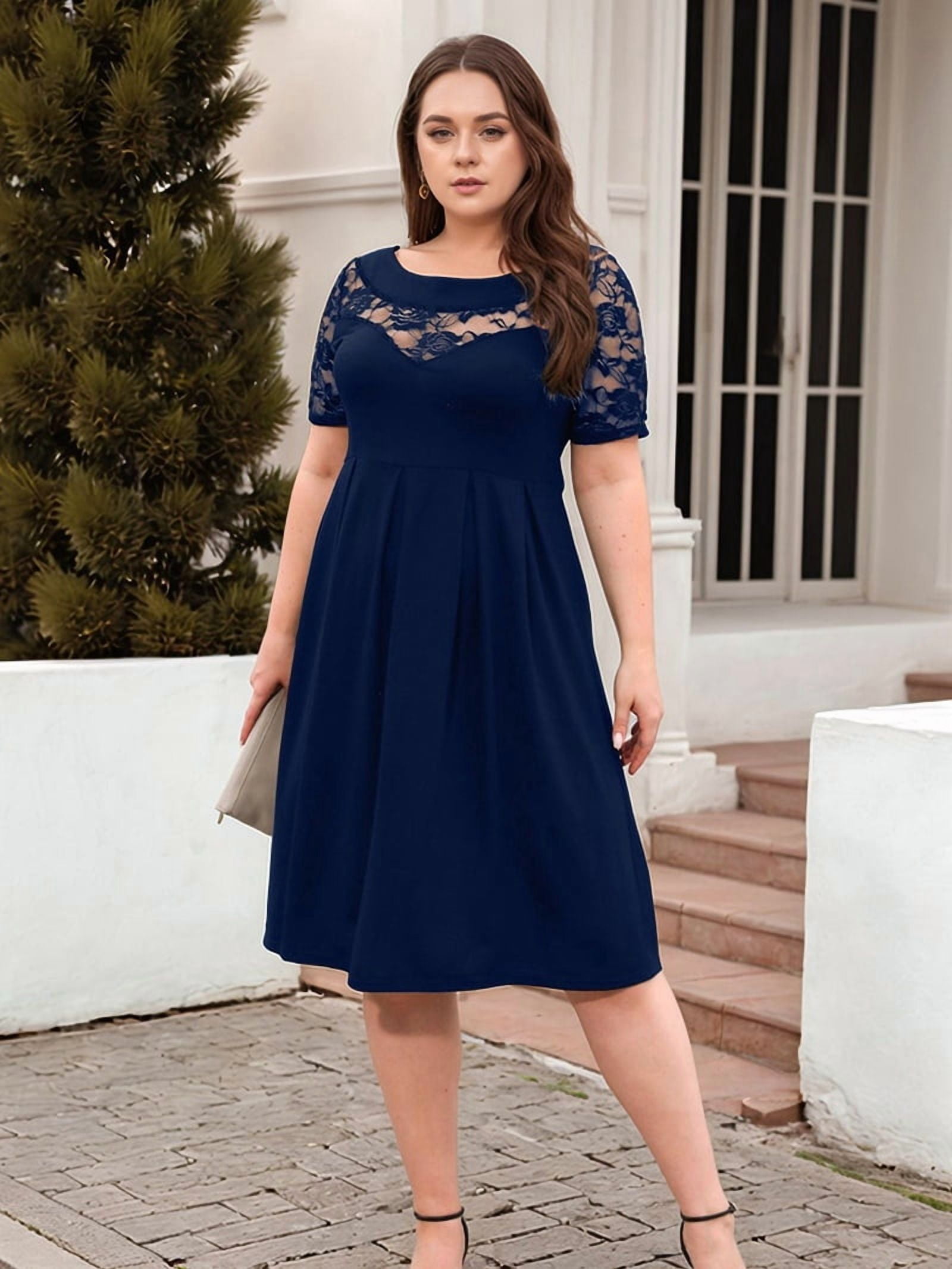 lace up front dress plus size Plus Size - Maxi Lace Button-Front Dress