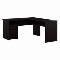 Bush Furniture Cabot 60" L Shaped Desk with Storage, Espresso Oak