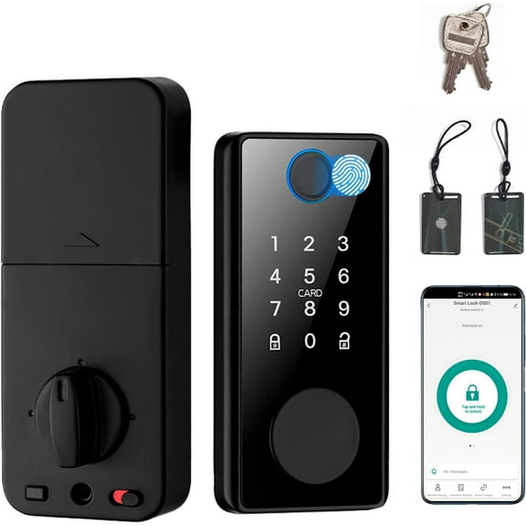 Smart Lock, Electronic Bluetooth with Biometric Fingerprint, Keys, IC Card, Touchscreen Keypad, Auto Lock, Remote Share, APP Control for Home Office Apartment