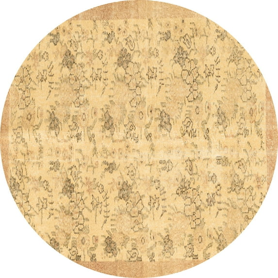 Ahgly Company Indoor Round Abstract Brown Contemporary Area Rugs, 8' Round