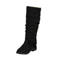 thumbnail image 2 of Tawop Snow Boots for Women Fashion Casual Winter Tall Solid Color Bow Round Toe Heel Mid Calf Womans Boots, 2 of 9