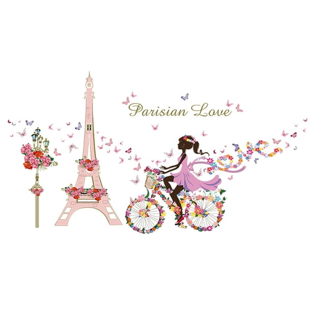 Pegatinas De Pared Paris Eiffel Torre Calcomanías De Pared Pegatinas Repetibles Decoración De Pared Para Niñas Dormitorio