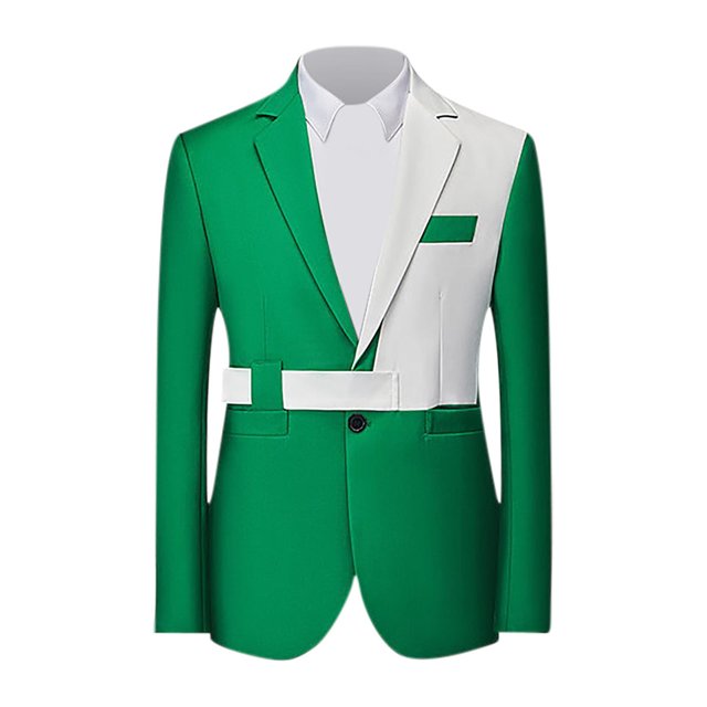cllios Mens One Button Blazer Jacket Color Block Suit Shawl Lapel Slim Fit Suit Jacket Sport Coat Dinner Party Prom Wedding Tuxedo