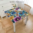 thumbnail image 2 of BANET Decorative Elastic Edged Square Fitted Tablecloth, Colorful Foliage Polyester Indoor Outdoor Fitted Table Cover for Home Kitchen Dining Room Fit Square Table White, 2 of 7