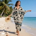thumbnail image 5 of Xixirimido Aztec Tribal Cowhide Print Kaftan Dress for Women, Plus Size Hawaiian Batwing Sleeve Beach Cover Up V-Neck Summer Swimsuit Dresses, 5 of 7