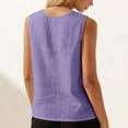 thumbnail image 4 of VEKDONE Sleeveless Button Down Shirts for Women Summer Cotton Crewneck Tank Tops Solid Color Loose Fit Breathable Tanks Casual Blouses Purple XXL, 4 of 6