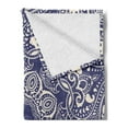 thumbnail image 2 of Oriental Soft Flannel Fleece Throw Blanket, Classical Floral Motifs with Curly Leaves in Vintage Art Design, Cozy Plush for Indoor and Outdoor Use, 70" x 90", Blue and Cream, by Ambesonne, 2 of 5