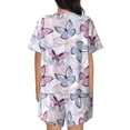 thumbnail image 6 of Fuzoiu Butterflies in Pastel Print Women's Short-Sleeved Pajama Set,Lounge Sleepwear Set,Womens Pajama Sets 2 Piece,Button-Up Top and Shorts with Pockets-Large, 6 of 7