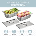 thumbnail image 4 of REJODA-Alpha Living 4 Pack Stainless Steel Steam Table Pans with Lids, 1/3 Size 6” Deep Hotel Pans for Catering, Buffet, Restaurant, or Home Use – Durable Anti-Rust Reusable Food Storage Trays, 4 of 4