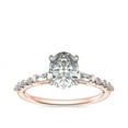 thumbnail image 1 of 0.80 T.C.W Oval Shaped Real Diamond New Design Solitaire with Accents Wedding Ring for Women Solid 18K Rose Gold Size 3.5, 1 of 1