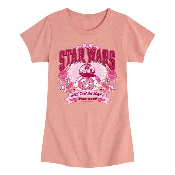 Star Wars - Valentine Bb8 Collegiate - Toddler And Youth Girls Fitted Short Sleeve Graphic T-Shirt