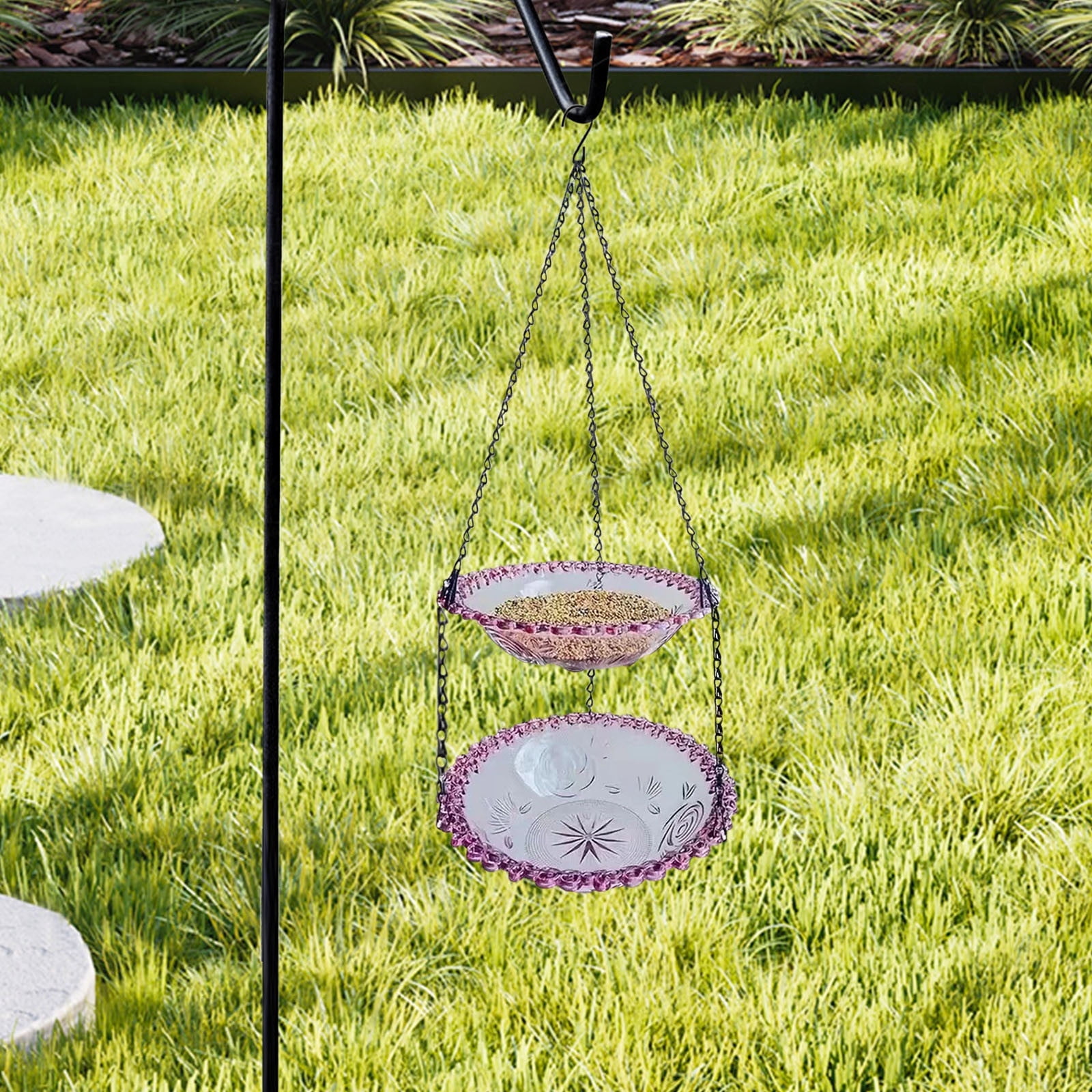 Hanging Bird Feeder Outdoor Hanging Feeder for Balcony, High Strength Plastic Reusable for Birds Bathing and Feeding