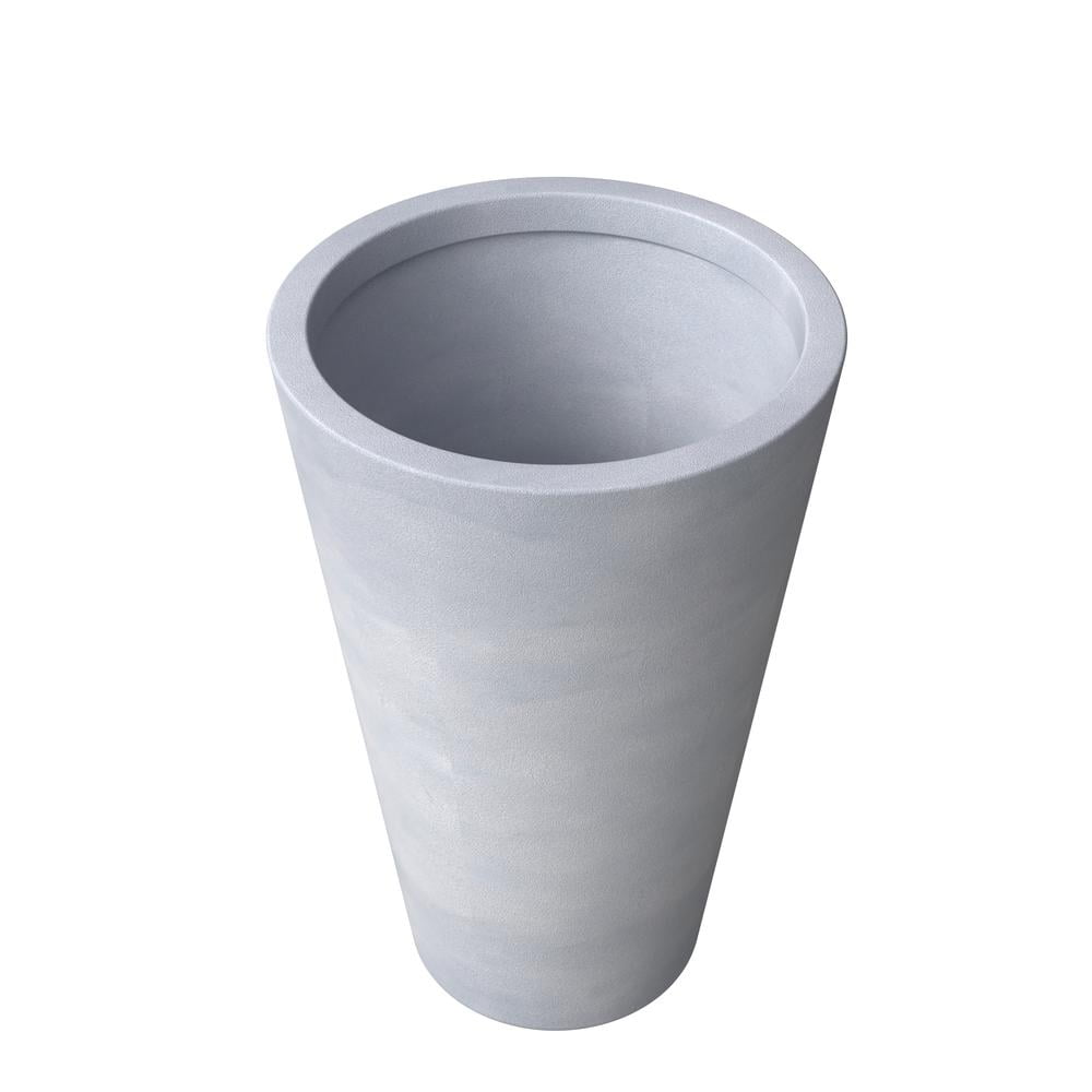 LeisureMod Pebble Fiberstone and MGO Clay Planter, Mid-Century Modern Tapered Round Planter Pot with Drainage Holes for Indoor and Outdoor (Grey, 20 Inch)